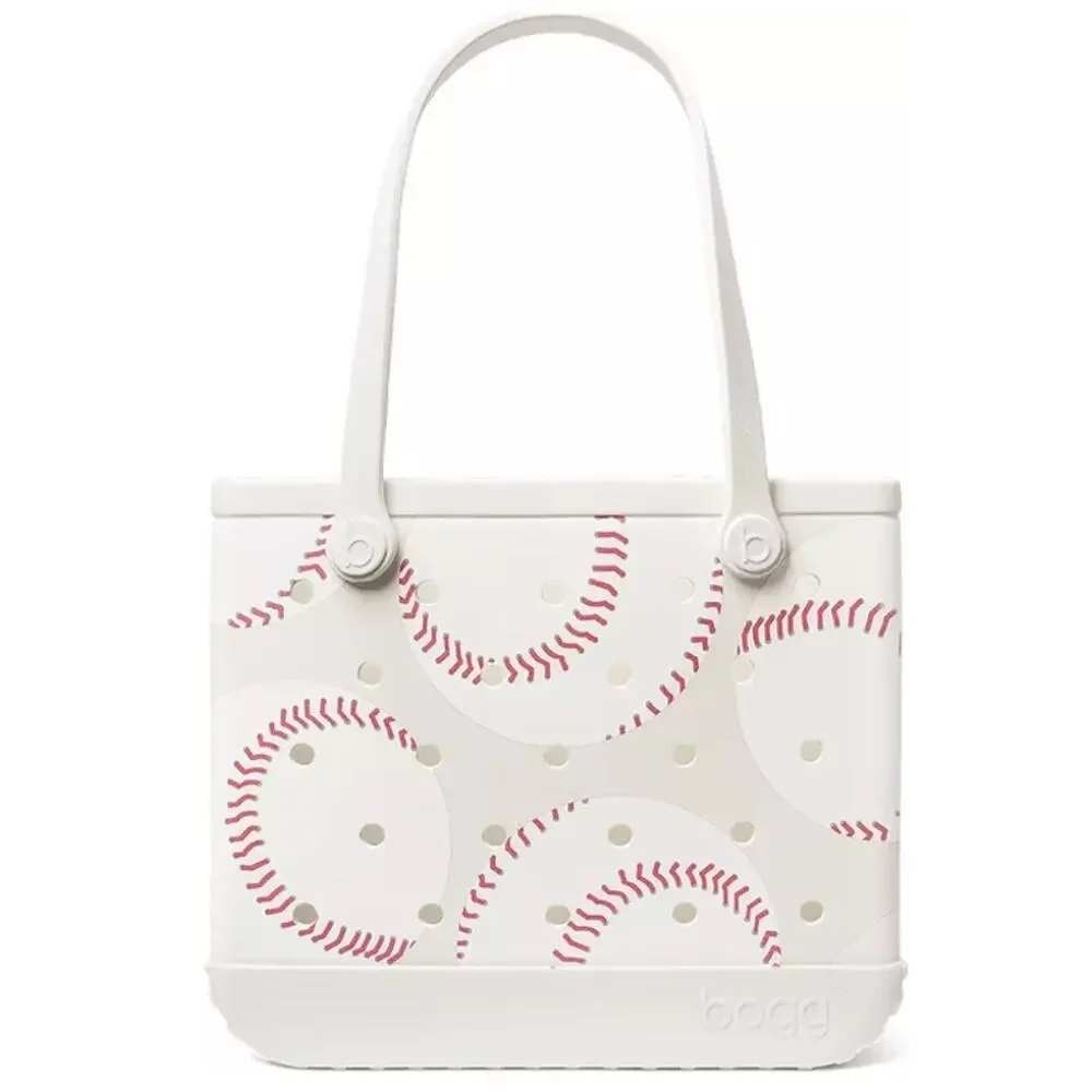 Bitty Bogg Bag Baseball White Tote Bag Sporty EVA Beach Bag Small 11x8.5x4.5 NEW